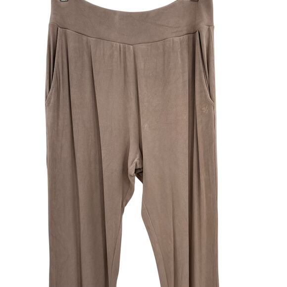 Cozy Earth Bamboo Rib-Knit Jogger Pants Lounge Brown Beige Size Large - Picture 4 of 10